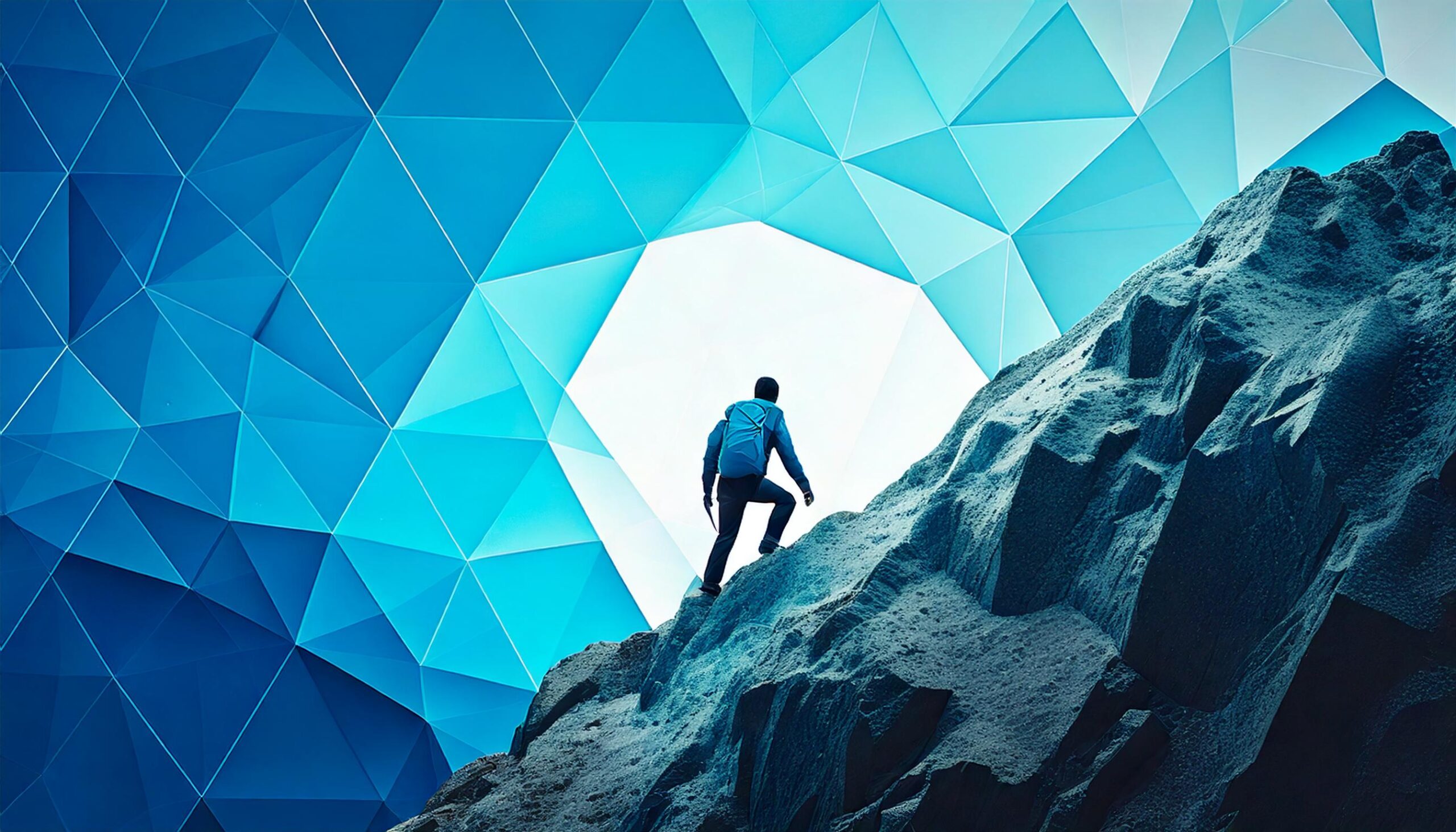 Graphic illustration of a mountain climber