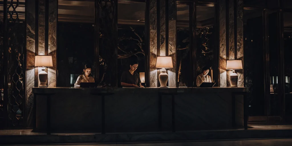 Hotel staff supported by an AI virtual receptionist