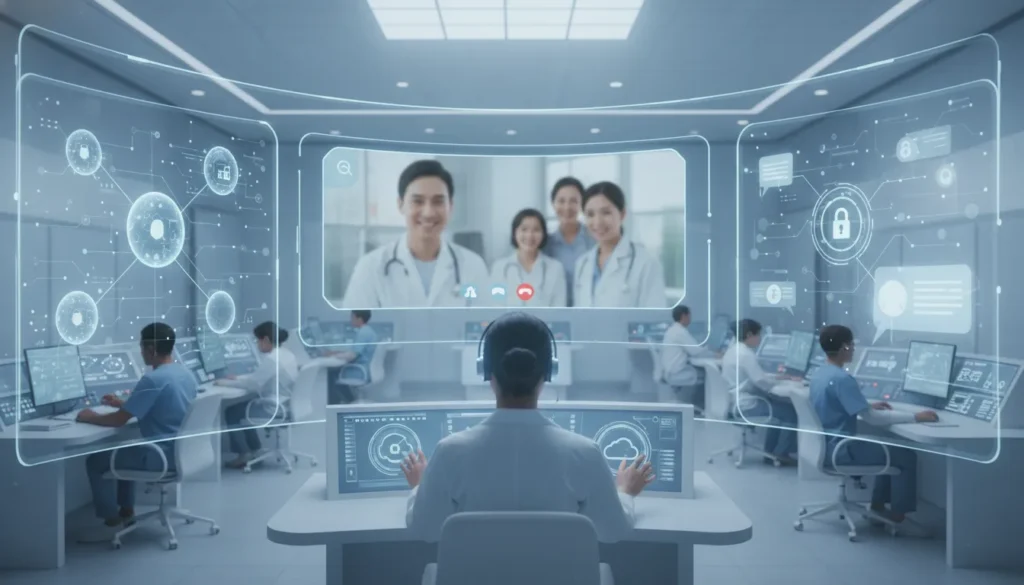Secure cloud communications dashboard for healthcare teams