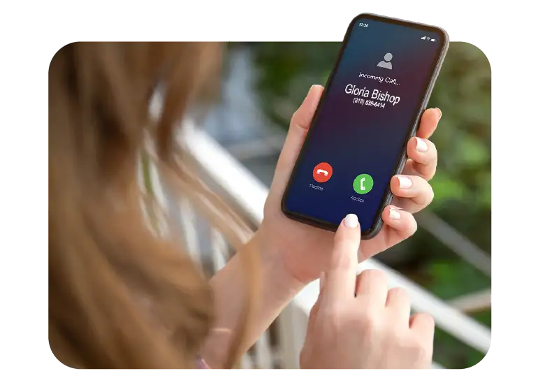 A mobile phone receiving a call from a customer on the phone's native dialer